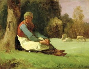 Jean-Francois Millet - Seated Shepherdess