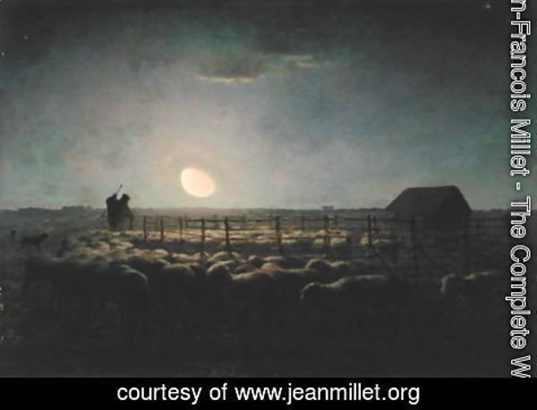 Jean-Francois Millet - The Sheepfold, Moonlight, 1856-60