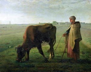 Jean-Francois Millet - Woman Grazing her Cow, 1858