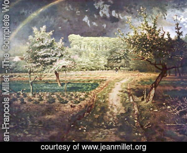 Jean-Francois Millet - Paysage de printemps avec arc-en-ciel (Le Printemps)
