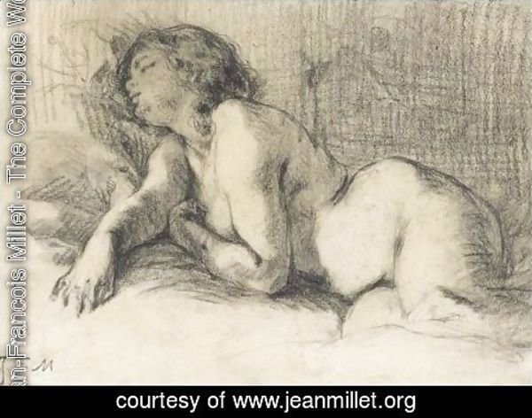 Jean-Francois Millet - A Reclining Female Nude