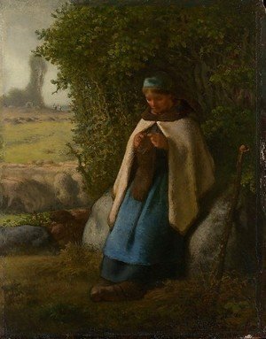 Jean-Francois Millet - Shepherdess Seated on a Rock