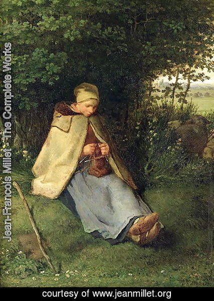Jean-Francois Millet - The Knitter or, The Seated Shepherdess, 1858-60