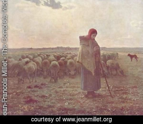 Jean-Francois Millet - Shepherdess with her Flock, 1863