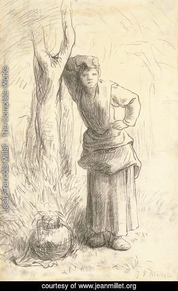 Milkmaid Leaning against a Tree