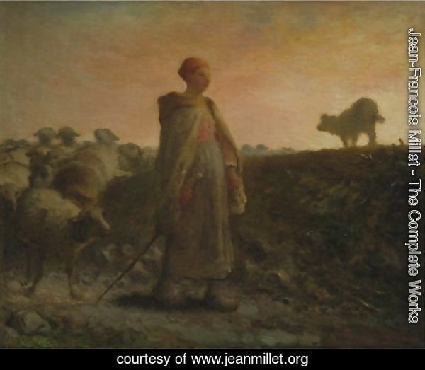 Real welding Perforate Jean-Francois Millet Shepherdess Returning With Her Flock Painting  Reproduction | jeanmillet.org