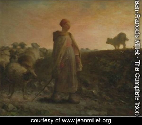 Jean-Francois Millet - Shepherdess Returning With Her Flock