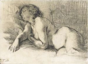 Jean-Francois Millet - A Reclining Female Nude