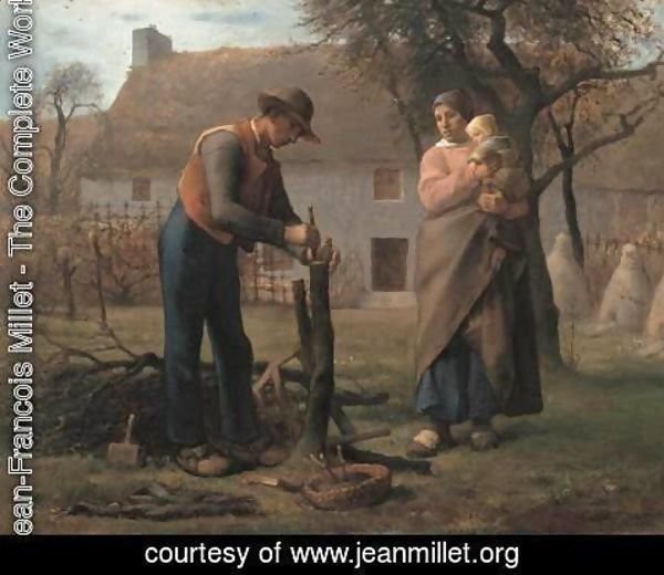Jean-Francois Millet - Farmer Inserting a Graft on a Tree