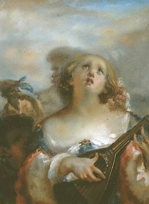 Young girl playing mandolin