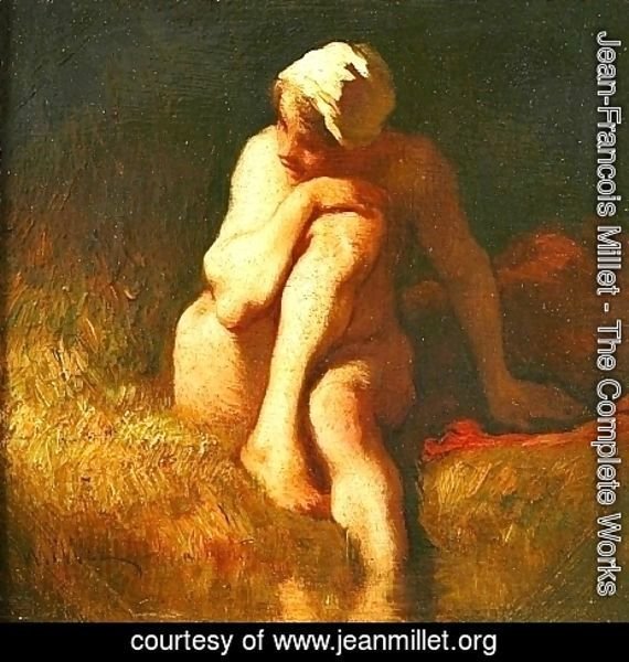 Jean-Francois Millet - Naked peasant girl at the river