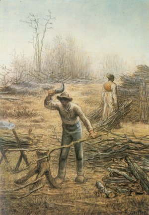 Lumberjack preparing firewood