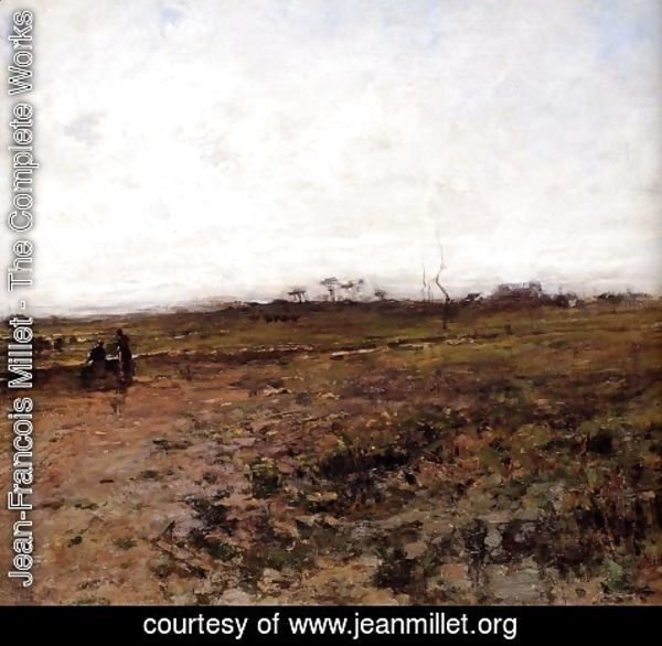 Jean-Francois Millet - Landscape With Two Peasant Women